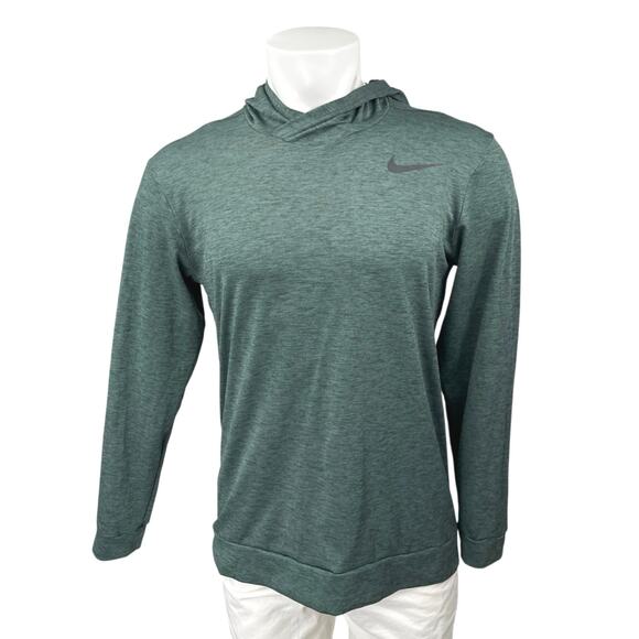Nike Dri Fit Men's Green Long Sleeve Activewear Hooded Hoodie Sweatshirt Top M - Picture 1 of 3
